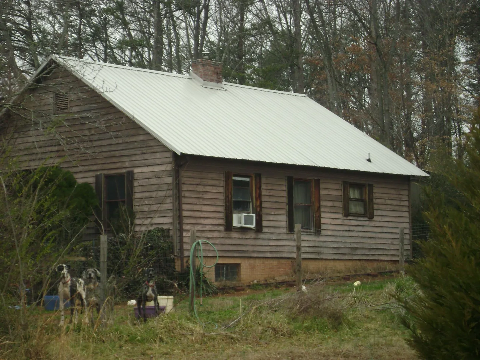 White metal roof on an old wood sided farmhouse, from a Asphalt Shingle Roof Repair job in Hollis